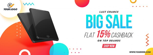 Big sale social media banner com smartphones.