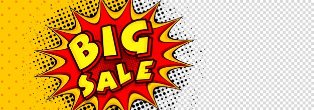 Big sale social media banner em estilo pop art.