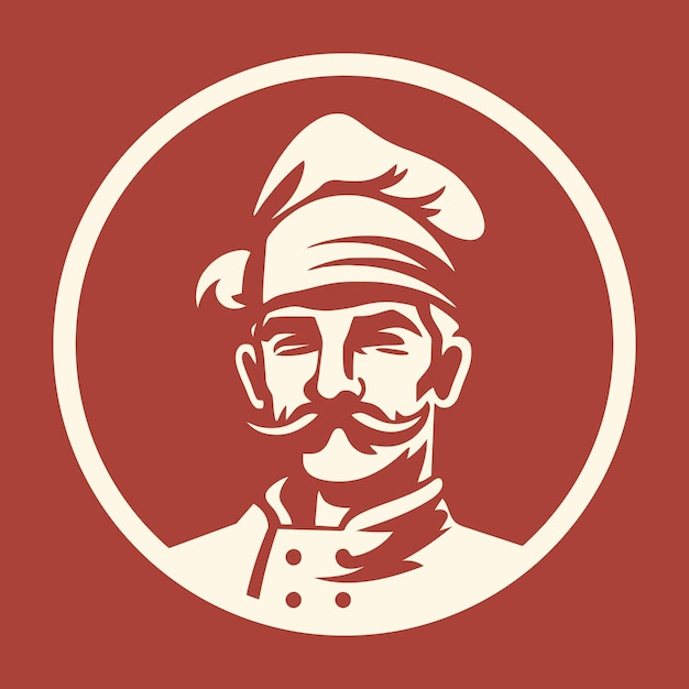 Bigode arrojado logotipo de chef experiente estilo clássico cor vintage