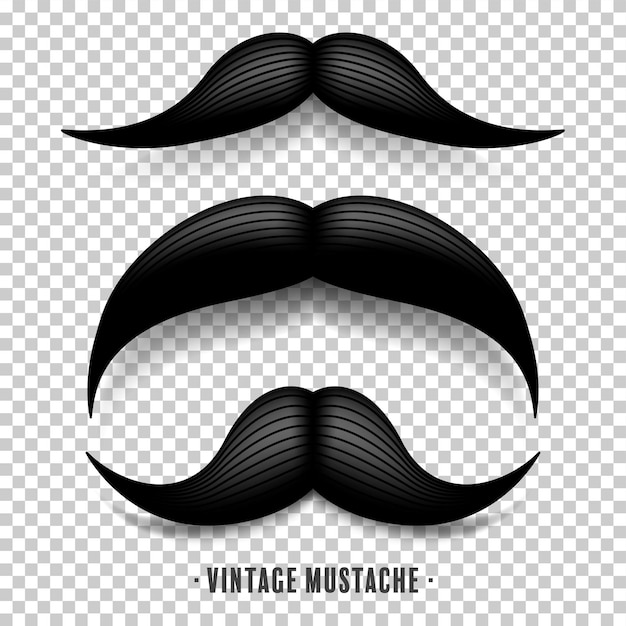 Vetor bigode isolado em branco preto vetor bigode vintage cabelo facial barbearia coleção retro