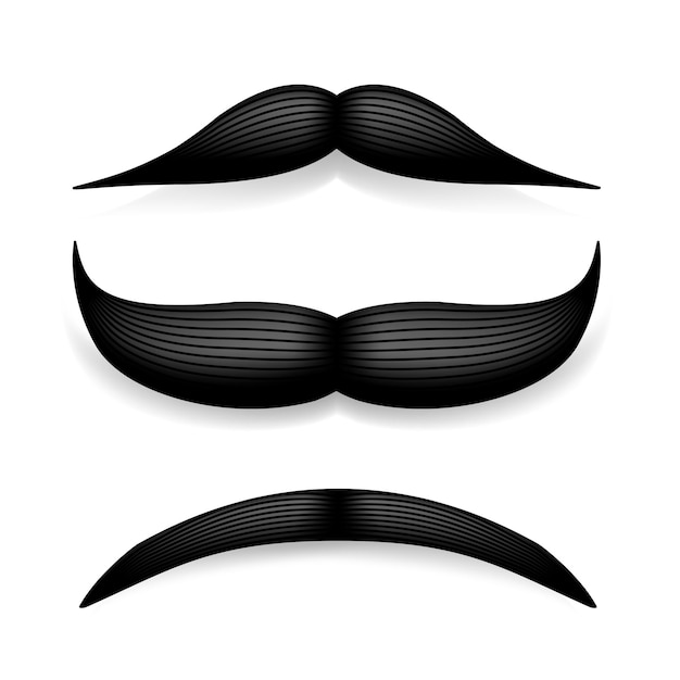 Vetor bigode isolado em branco preto vetor bigode vintage cabelo facial barbearia coleção retro