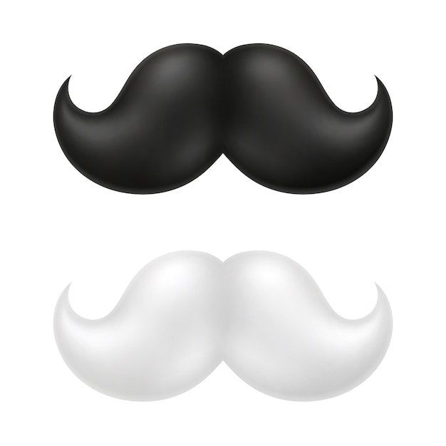 Bigodes masculinos cores preto e branco Símbolo do dia dos pais hipster cavalheiro barbearia