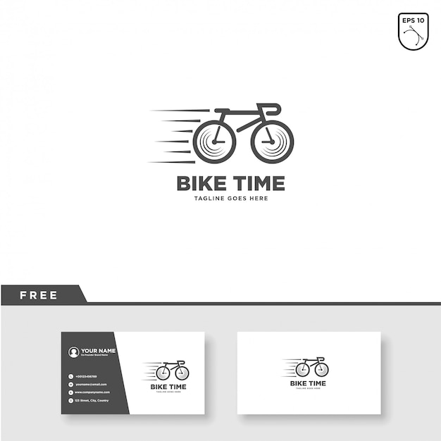 Bike time logo vetor e modelo de cartão