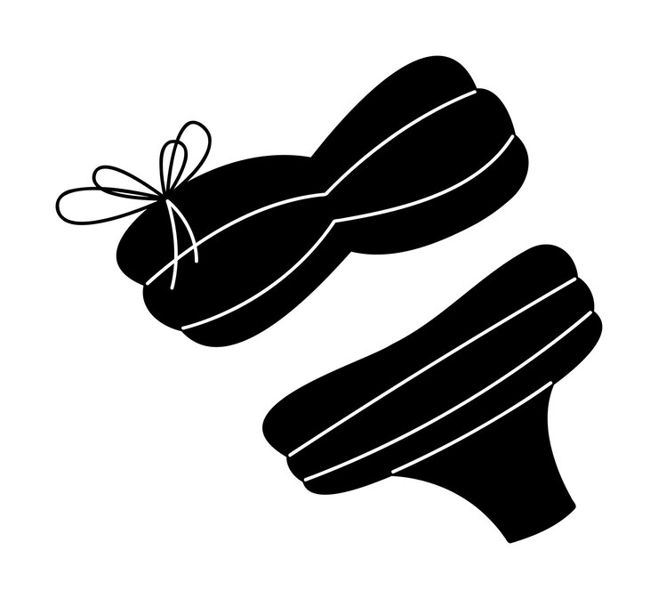 Vetor bikini com laço em cores preto e branco clip art para seus projetos