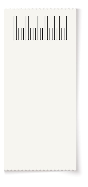 Bilhete branco com maquete de papel em branco realista de código de barras