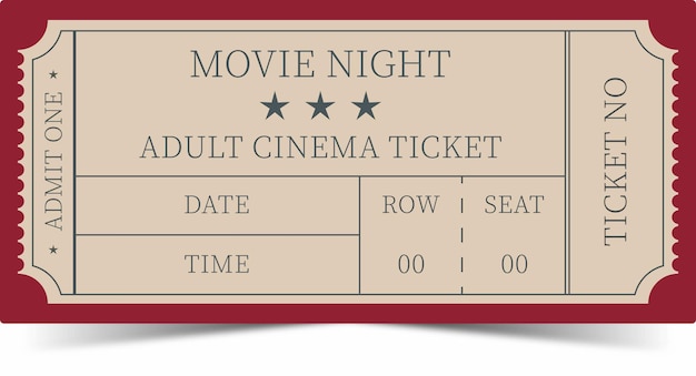 Bilhete de cinema noite de cinema