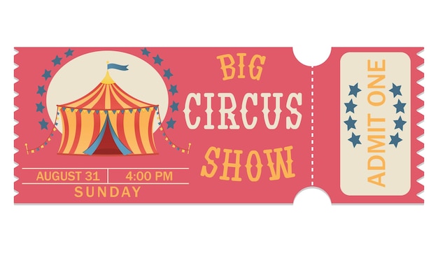 Vetor bilhete de circo big show amarelo