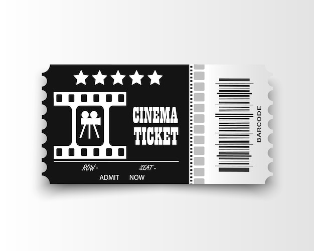 Bilhetes de cinema em fundo transparente. bilhete de entrada de cinema realista.