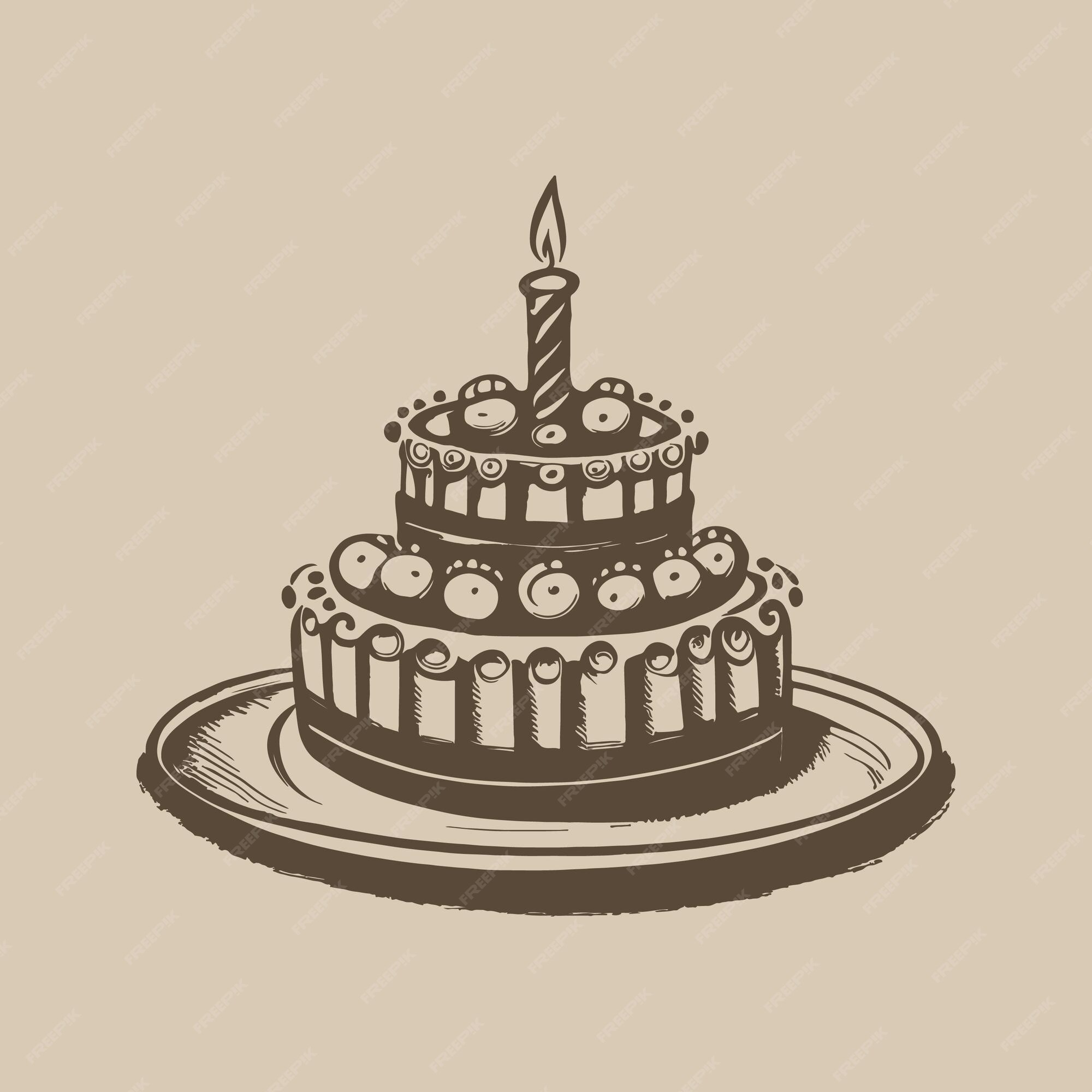 Desenho de bolo de aniversário Vetor Pre, Premium Vector #Freepik  #vector #aniversario #b…