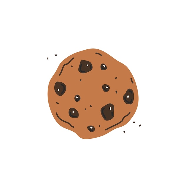 Biscoito de chocolate em fundo branco. Ilustração em vetor plana