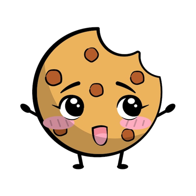 Biscoito doce kawaii fofo em estilo cartoon. ilustração vetorial.