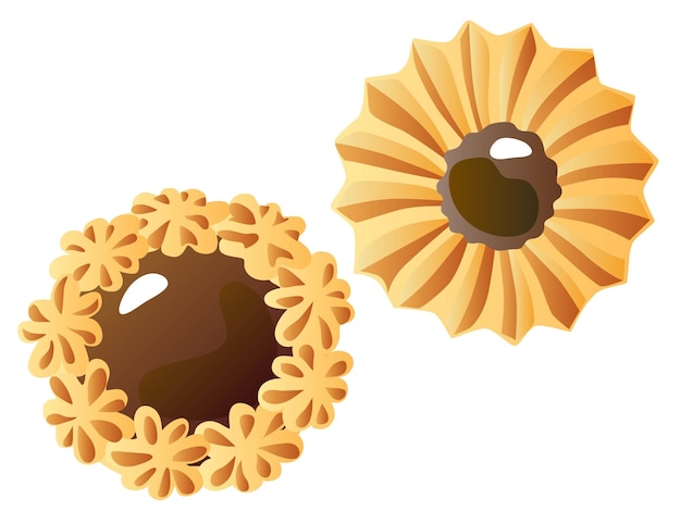 biscoito em forma de flor com chocolate