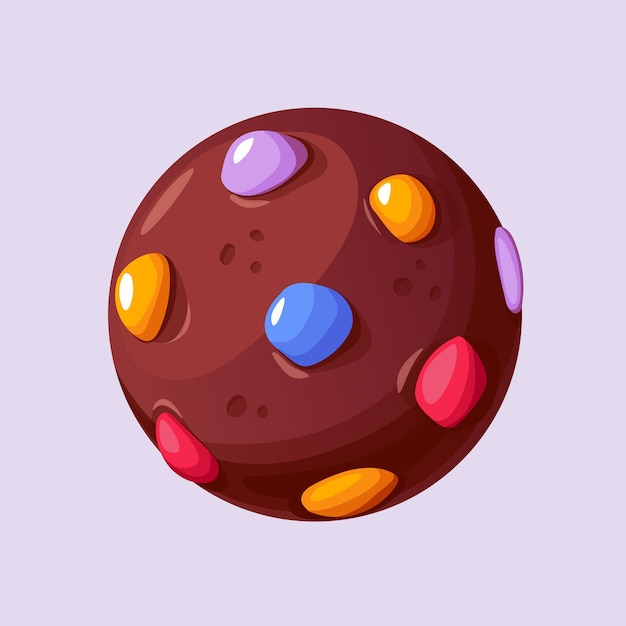 Biscoitos com chocolate na interface do jogo estilo cartoon