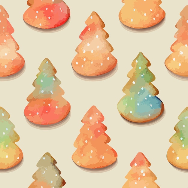 Biscoitos de decoração de natal sem costura aquarelle biscoito de gengibre sem fim padrão de fundo