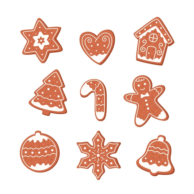 Biscoitos de Natal com glacê. Biscoito decorado de ano novo. Feliz Natal e Boas Festas.