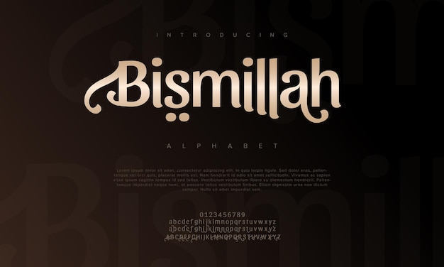 Bismillah luxo premium romadhon letras do alfabeto e números tipografia de casamento elegante islâmica