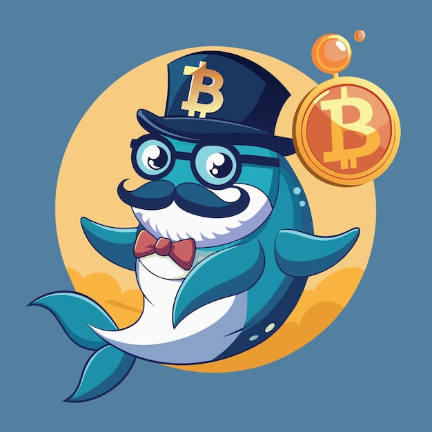 Vetor bitcoin baleia ou anônimo que rico com bitcoin criptomoeda comércio criptomoeda guru ou sucesso inv