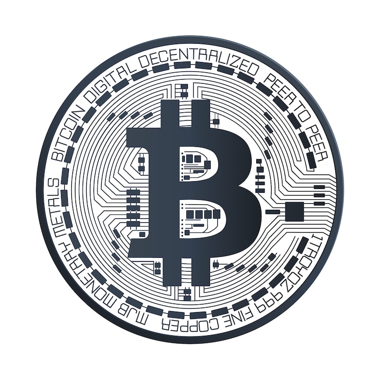 Vetor bitcoin com design técnico