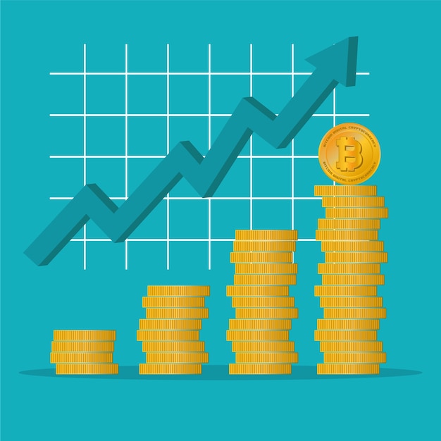 Bitcoin Ícone de pagamento Estatística Seta Gráfico
