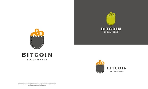 Bitcoin no modelo de ícone de design de logotipo de bolso
