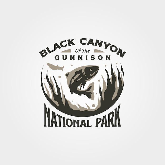 Vetor black canyon logotipo vintage símbolo vetor ilustração design us logotipo do parque nacional