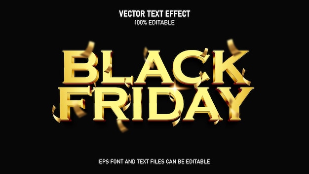 Black friday 3d gold efeito de texto editável