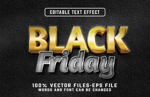 Black friday 3d vetores premium de efeito de texto editável