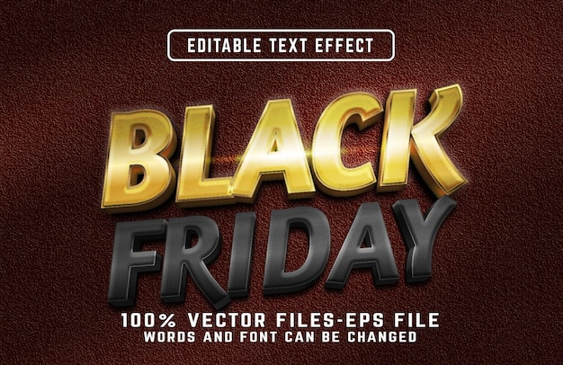 Black friday 3d vetores premium de efeito de texto editável