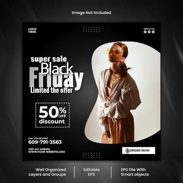 Black Friday design de postagens de mídia social modelo vetorial