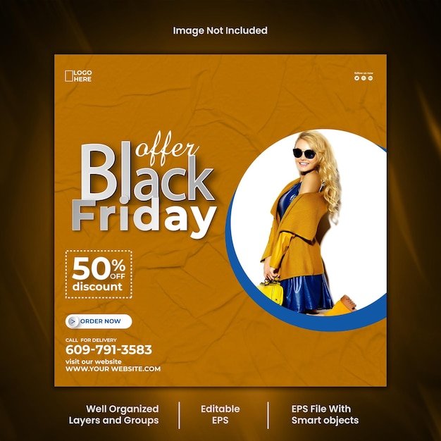 Black Friday design de postagens de mídia social modelo vetorial