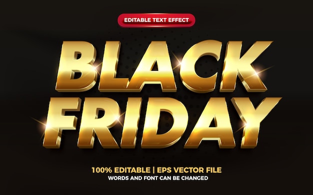 Black Friday luxo ouro elegante efeito de texto editável 3D