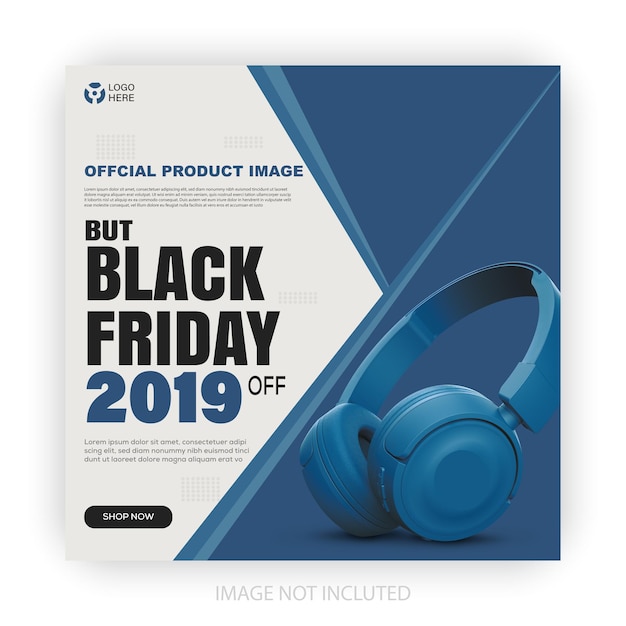 Black Friday ou exclusivo fone de ouvido Post de Marketing de Mídia Social