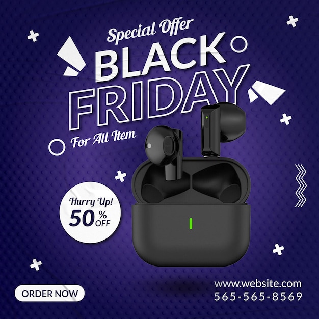 Vetor black friday psocial mediade oferta pós-desenho fácil de editar