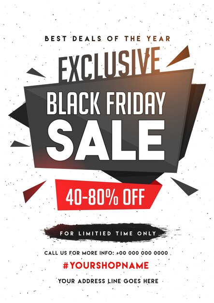 Vetor black friday sale, banner ou flyer design com oferta de desconto.