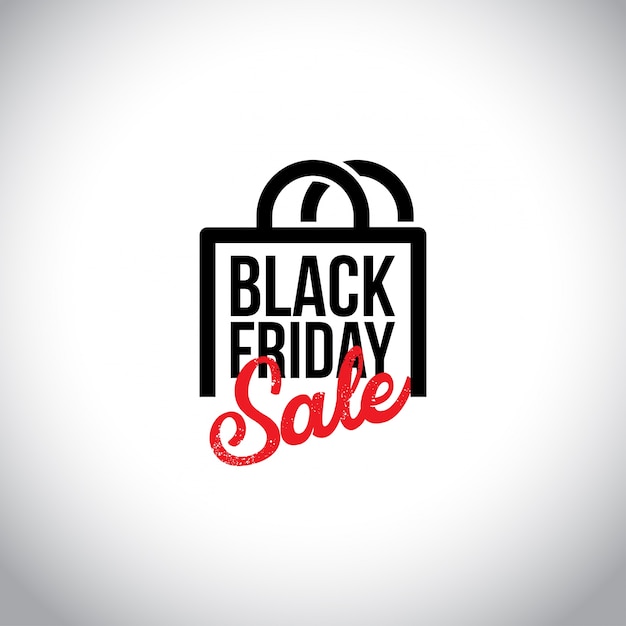 Black friday sale. nova tipografia criativa com bolsas shopiing em fundo branco.