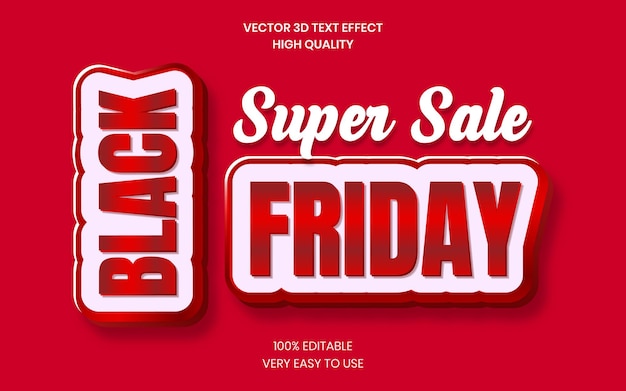 Black friday super sale 3d text style effect template premium vector