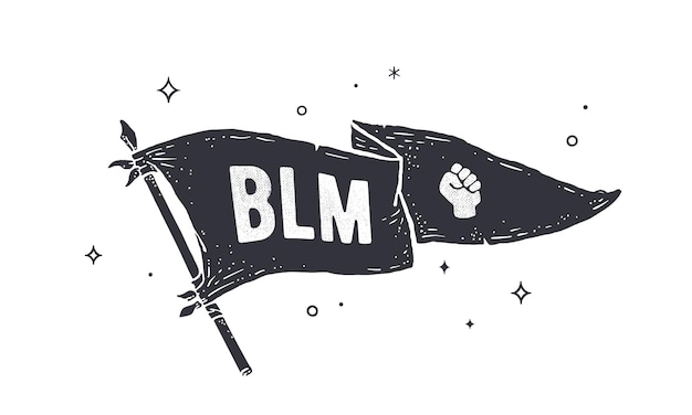 Black lives matter, blm. flag grahpic. antiga bandeira vintage na moda com o texto blm. bandeira de banner vintage da velha escola, estilo retro, black lives matter, blm. ilustração vetorial