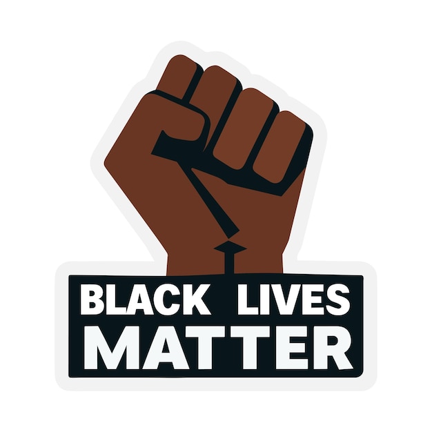 Vetor black lives matter mão ícone protesto parar o racismo levantou o punho símbolo da liberdade ilustração vetorial plana eps 10