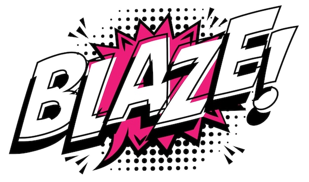 Vetor blaze word pop art em fundo pontilhado