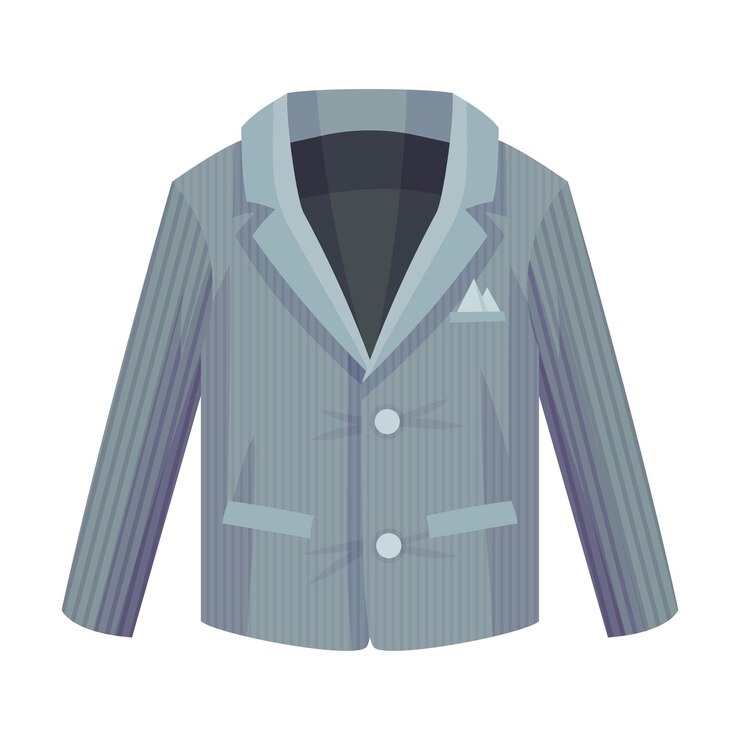 Vetor blazer com botões cinzentos ou casaco de fato com colarinho como ilustração vetorial de itens de roupa masculina