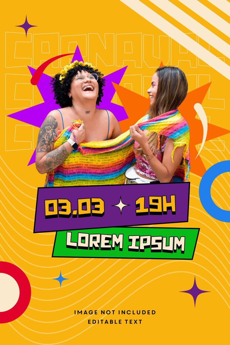 Vetor bloco de carnaval modelo de mídia social banner flyer festa brasileira