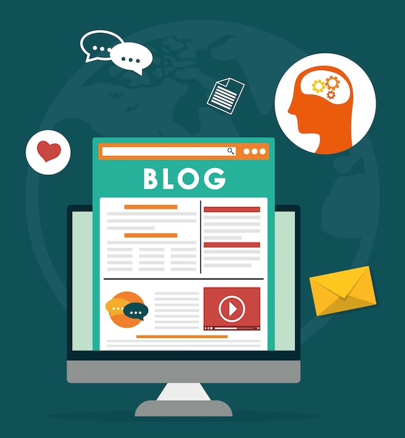 Vetor blog, blogging e blogglers