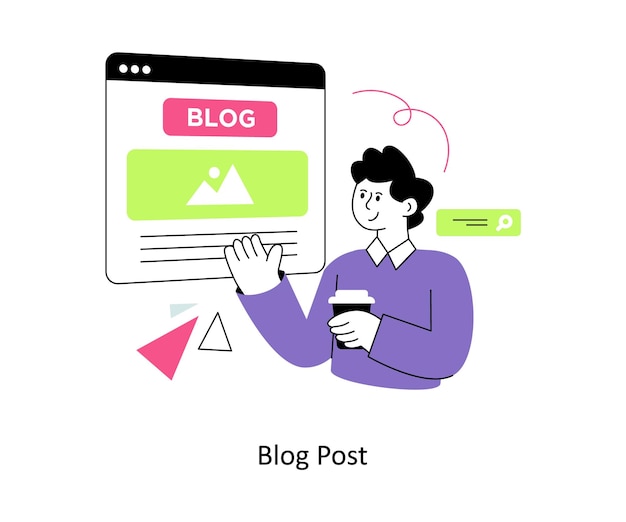 Blog Post Flat Style Design Ilustração vetorial Ilustração de estoque