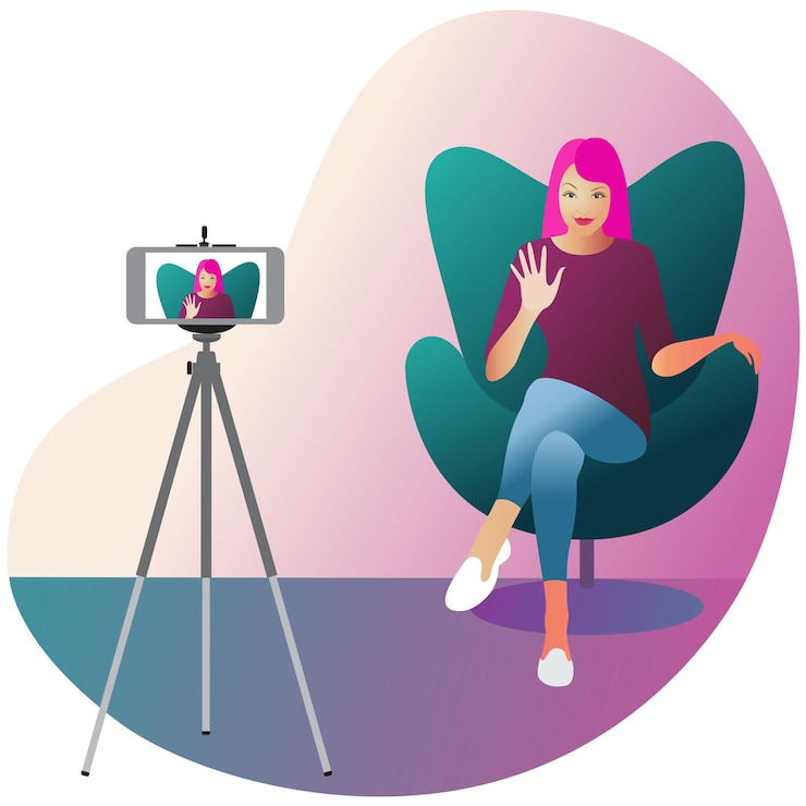 Vetor blogger no trabalho