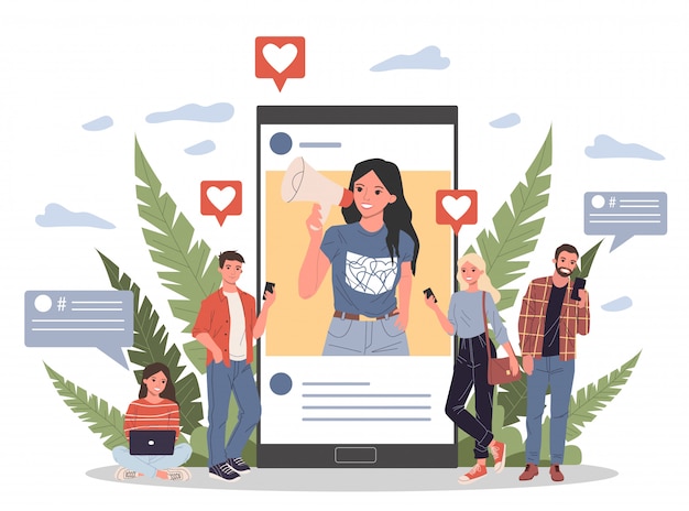 Blogger que promove bens e serviços para seguidores on-line