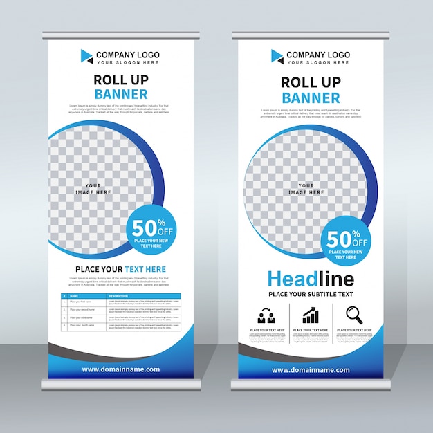 Blue criativo roll up banner template