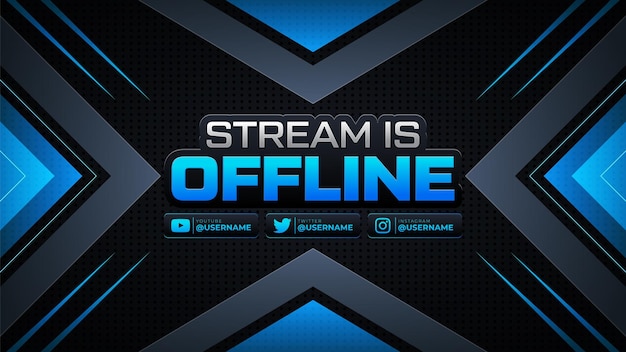 Blue e Black Stream Offline Banner para Twitch YouTube ou Facebook Gaming