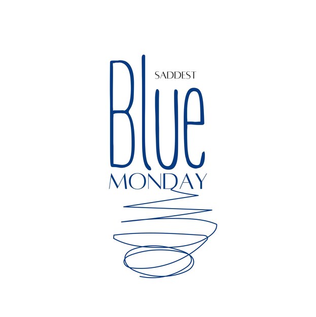 Blue monday lettering banner tipografia