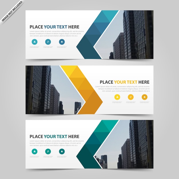 Blue Yellow Green triangle abstract corporate business banner template