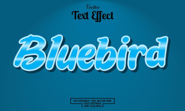 Bluebird moderno no efeito de texto editável de fundo azul